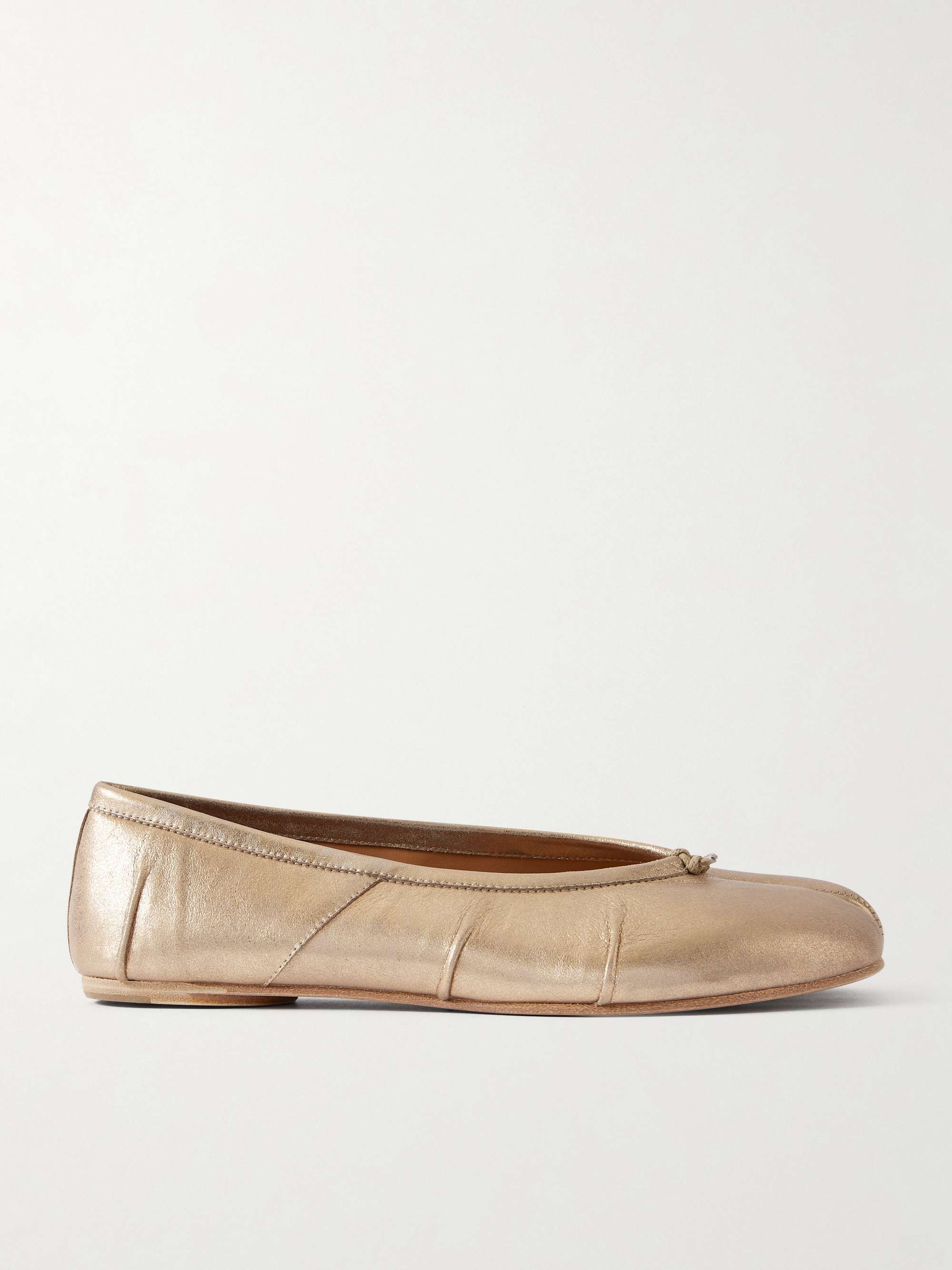 Tabi Split-Toe Textured Metallic Leather Ballet Flats