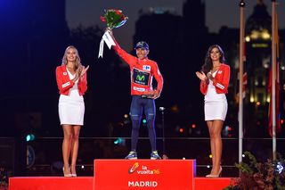 Nairo Quintana (Movistar) on the final Vuelta podium