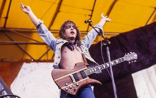 Derringer performs with a B.C. Rich Mockingbird at Day on the Green at Oakland Stadium, Oakland, California, July 23, 1977.