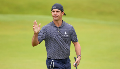 Billy Horschel waves to the crowd at the final green of The Open