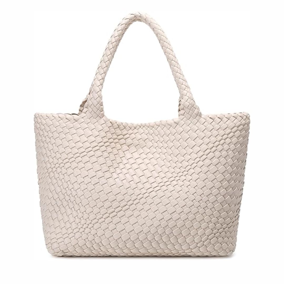 Queenoris Beige Woven Tote Bag