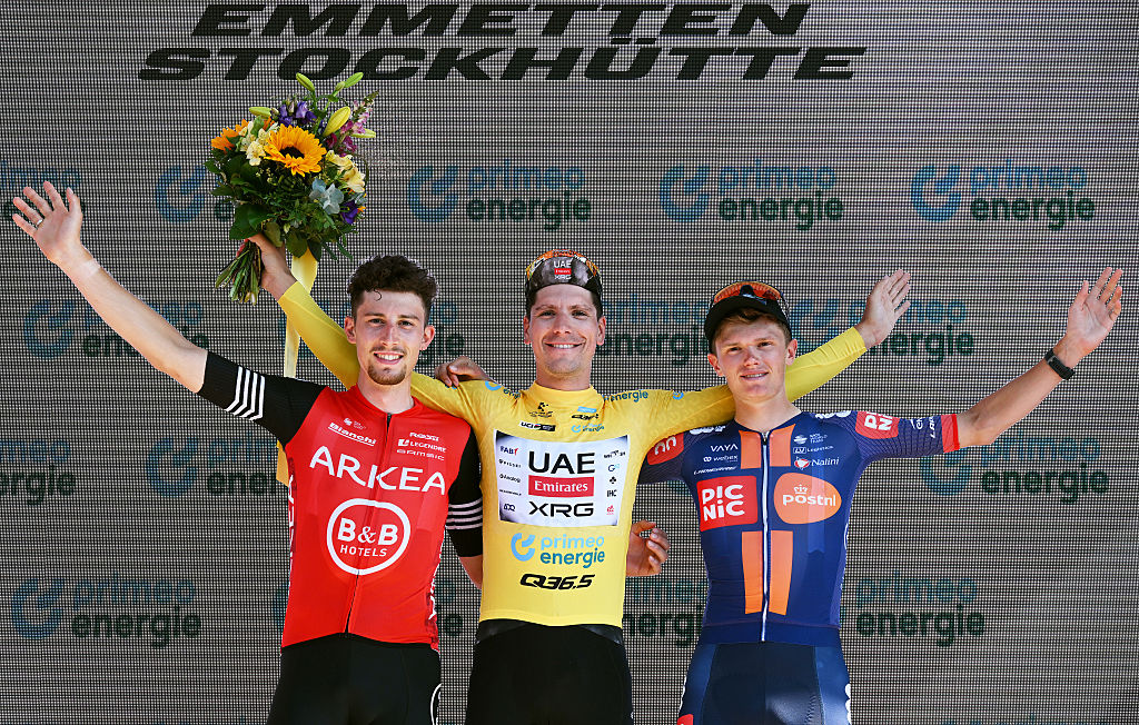 L-R: Kévin Vauquelin, João Almeida and Oscar Onley