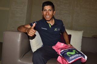 Movistar's Nairo Quintana with the maglia rosa on the second rest day