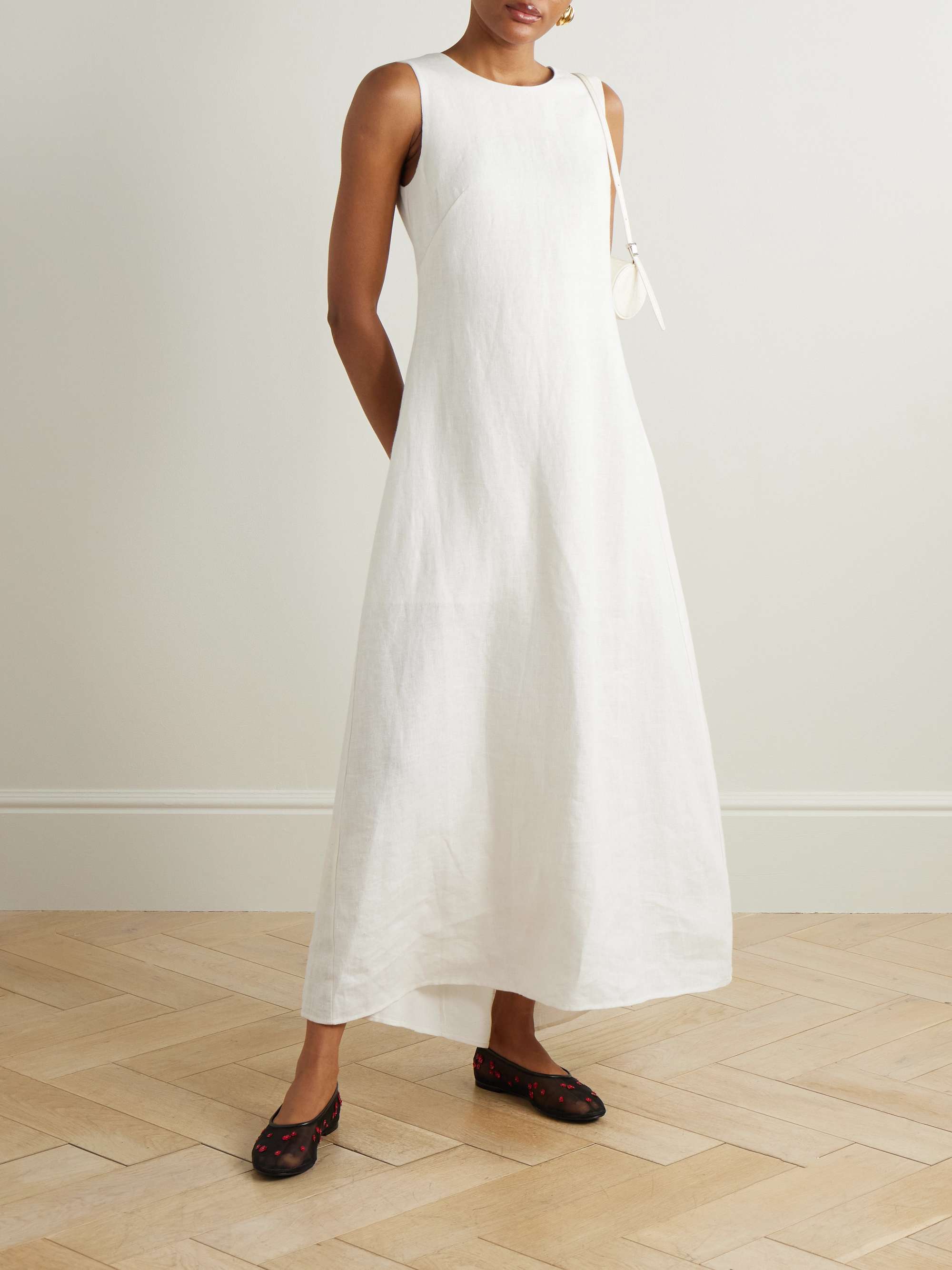 Matilda Open-Back Tiered Linen Maxi Dress