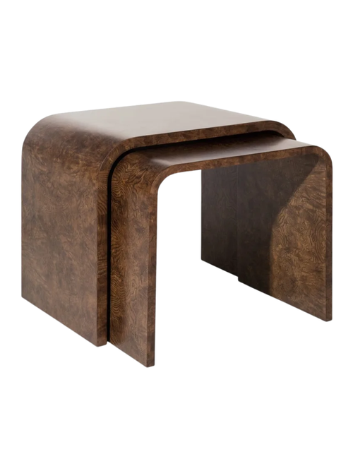 Alaine Modern Classic Dark Brown Ash Burl Nesting Tables