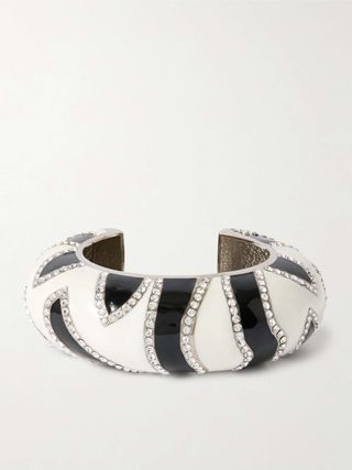 Zebra Silver-Tone, Enamel and Crystal Cuff