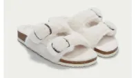 The White Company Faux Fur Buckle Cork Slider Slippers