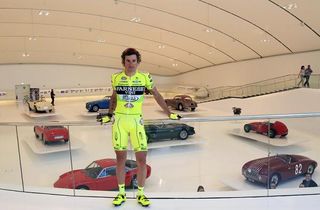 Filippo Pozzato (Farnese Vini-Selle Italia) visits the Museo Ferrari prior to the start of stage 5.