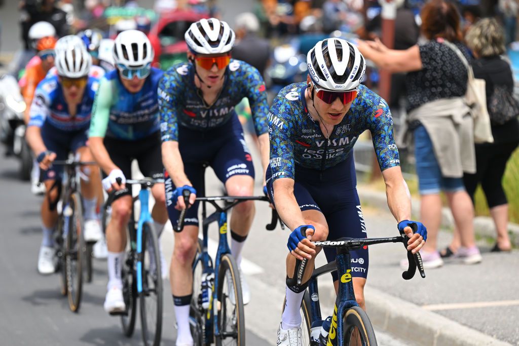 ISOLA 2000 FRANCE JULY 19 Wilco Kelderman of Netherlands and Team Visma Lease a Bike competes in the breakaway during the 111th Tour de France 2024 Stage 19 a 1446km stage from Embrun to Isola 2000 2022m UCIWT on July 19 2024 in Isola 2000 France Photo by Tim de WaeleGetty Images