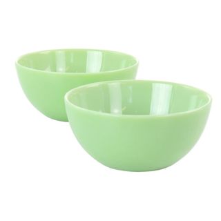 Martha Stewart 6 Inch Jadeite Glass Bowl Set of 2 Jade Green