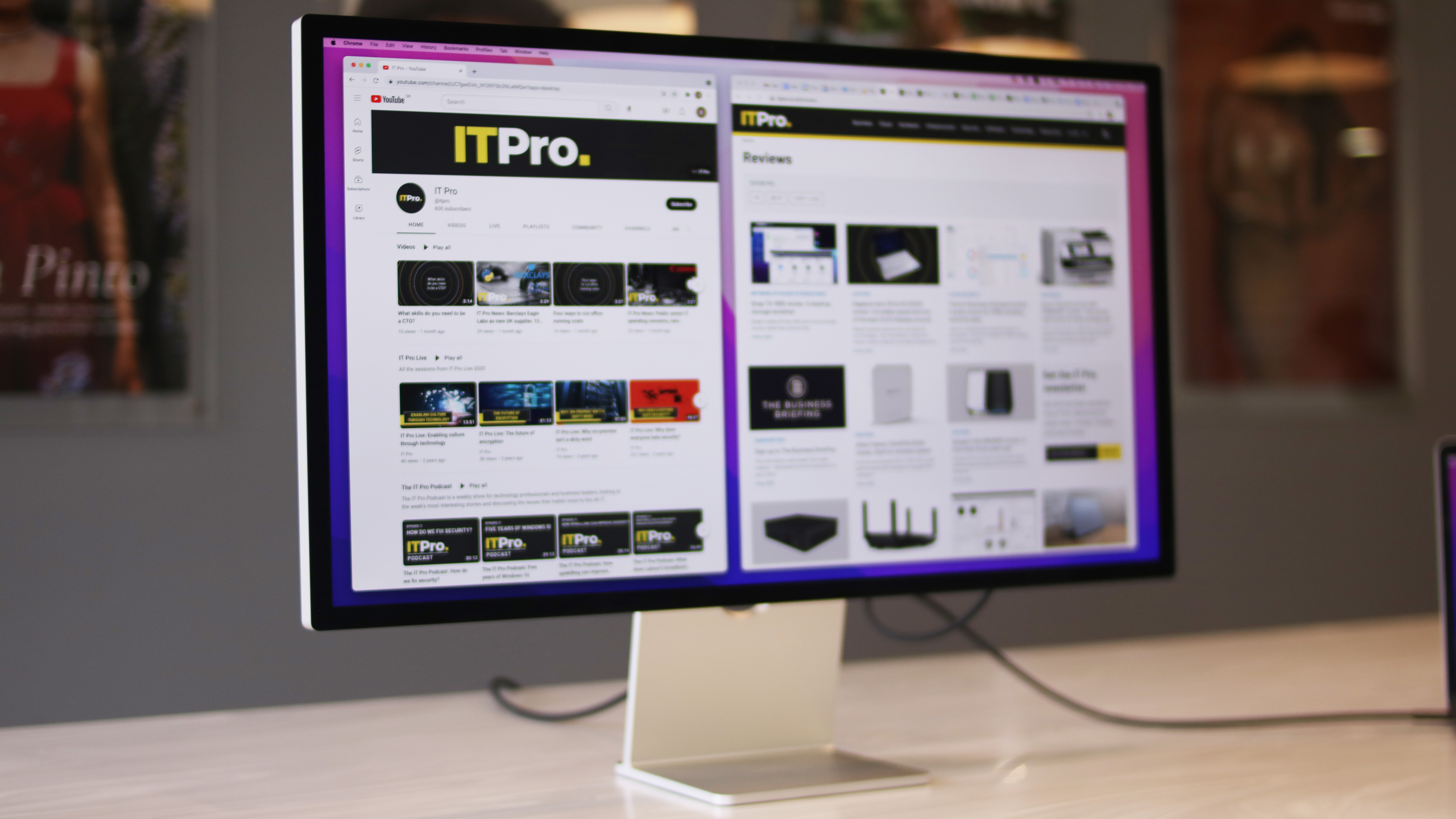 The ITPro website on the Apple Studio display