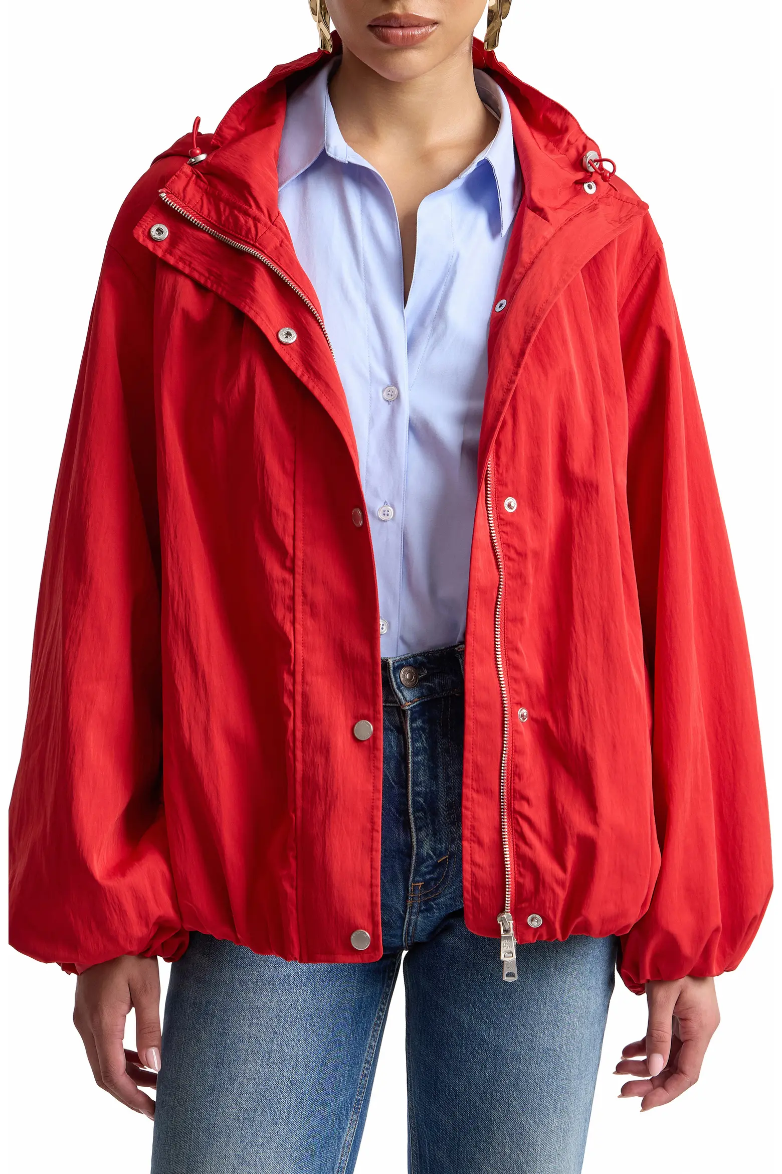 Avec Les Filles, Balloon Hem Hooded Windbreaker Jacket