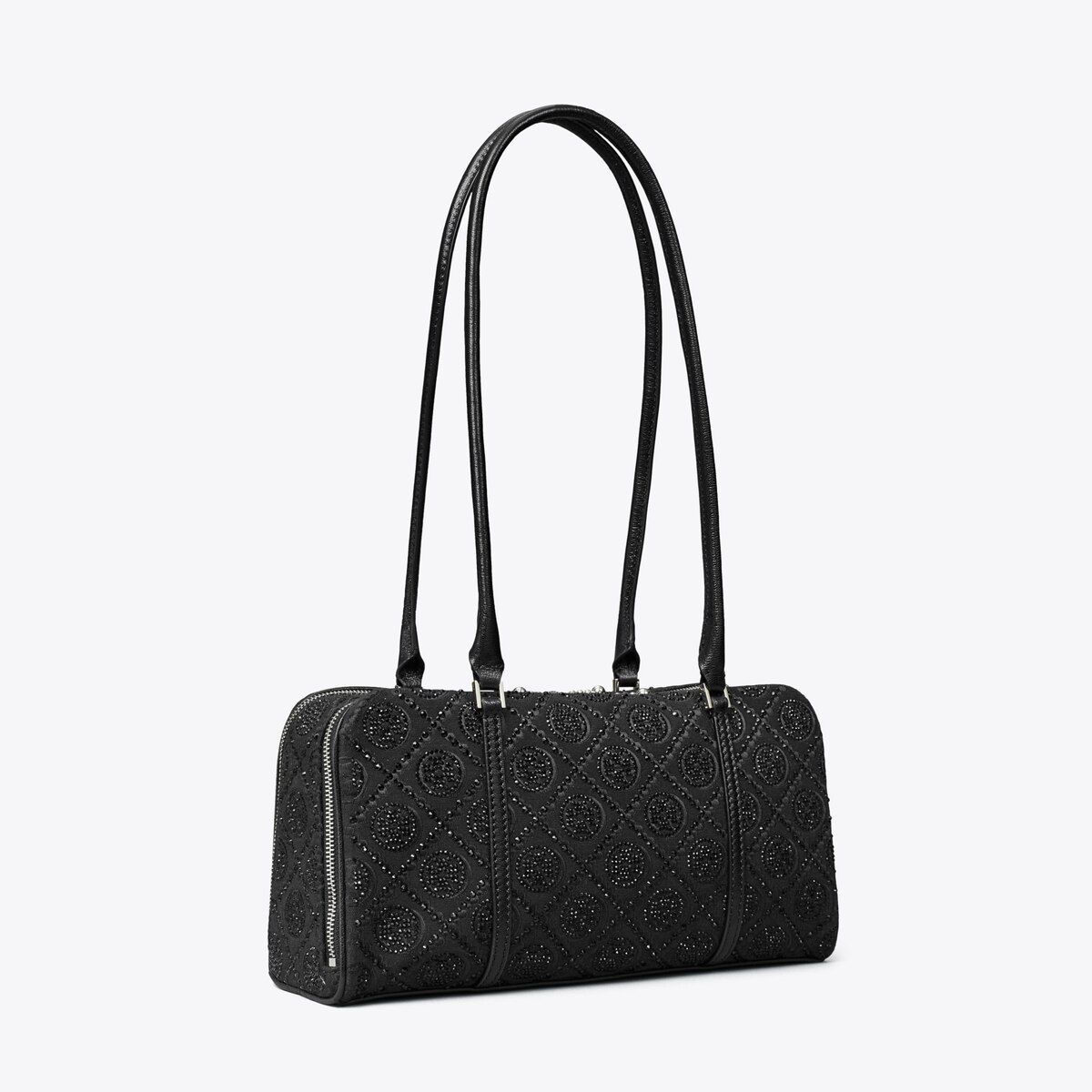 T Monogram Embellished Small Marshmallow Satchel in Black, Size Os