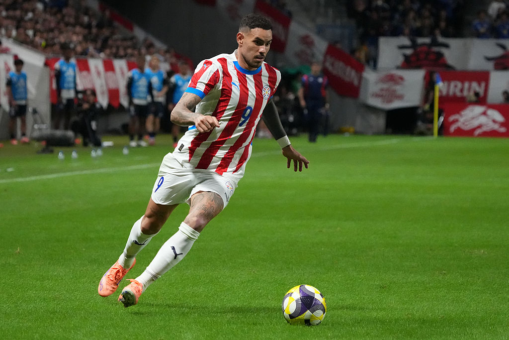 Antonio Sanabria of Paraguay in action during the international friendly match between Japan and Paraguay at Panasonic Stadium Suita on October 10, 2025 in Suita, Osaka, Japan.