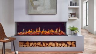 contemporary open fireplace