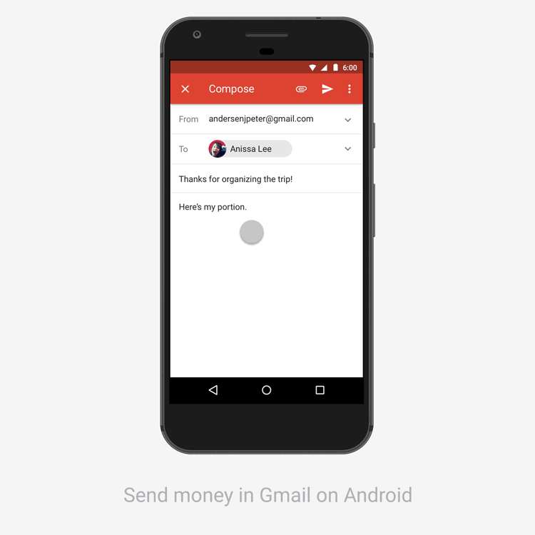 Gmail app sending money