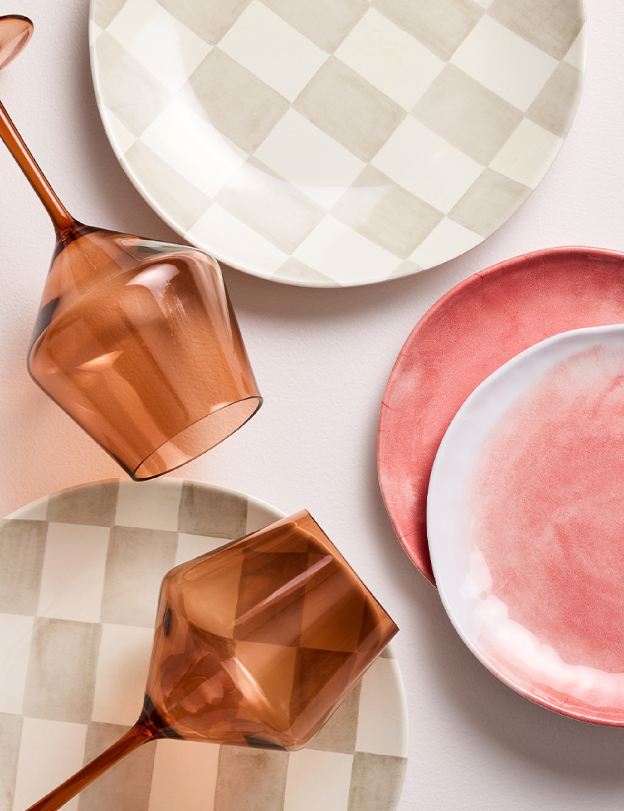 Colorful and checkerboard tableware