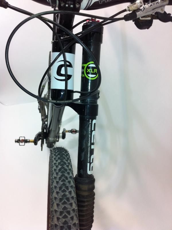 A front view of Alex Grant's bike.