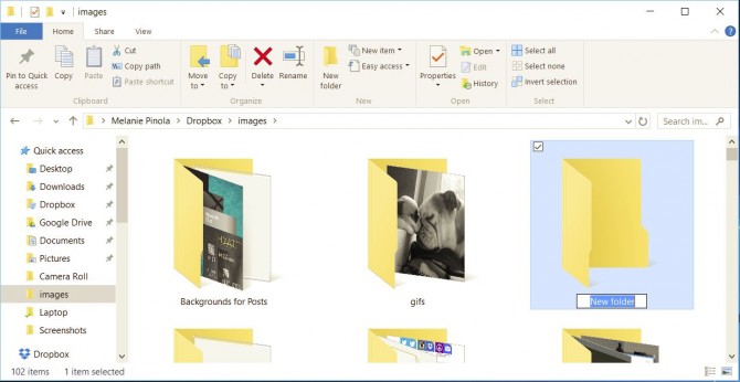 windows10 newfolder