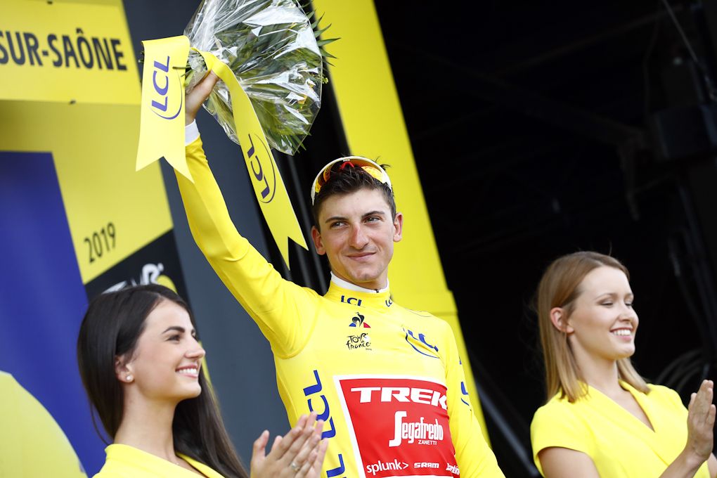 Giulio Ciccone in yellow after stage 7 at the Tour de France