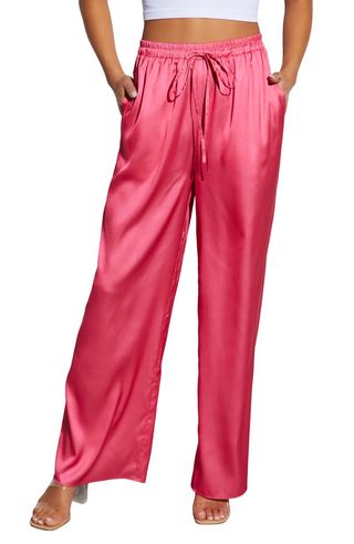 Aurelia Wide Leg Satin Drawstring Pants