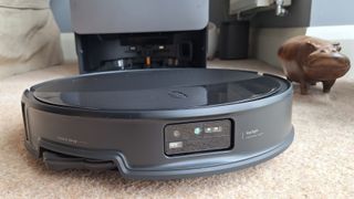 Roborock Saros 20 robot vacuum in its dock
