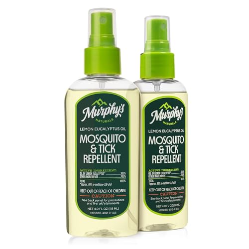 Murphy's Naturals Mosquito &amp;amp; Tick Bug Repellent Spray, Oil of Lemon Eucalyptus for Skin + Outdoor Gear, 4 Ounce Pump, 2-Pack
