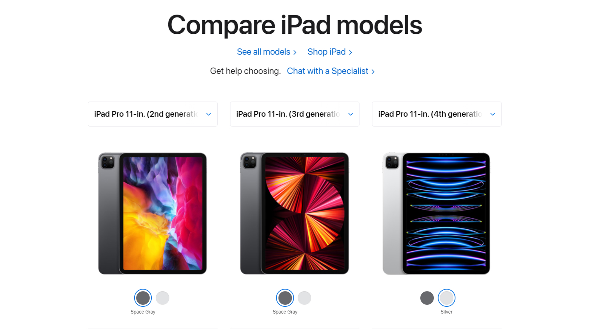 Apple iPad Pro (2022) 11 اینچی در مقایسه با مدل های 2021 و 2020 Apple Store