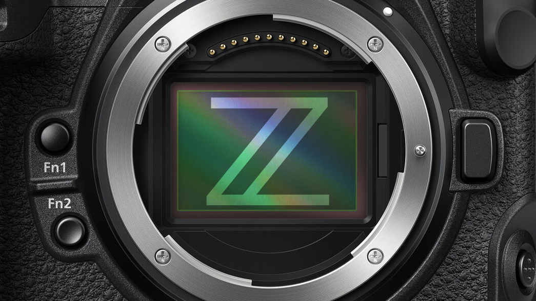 Close-up of a Nikon Z8 sensor, with a Nikon "Z" logo superimposed on top