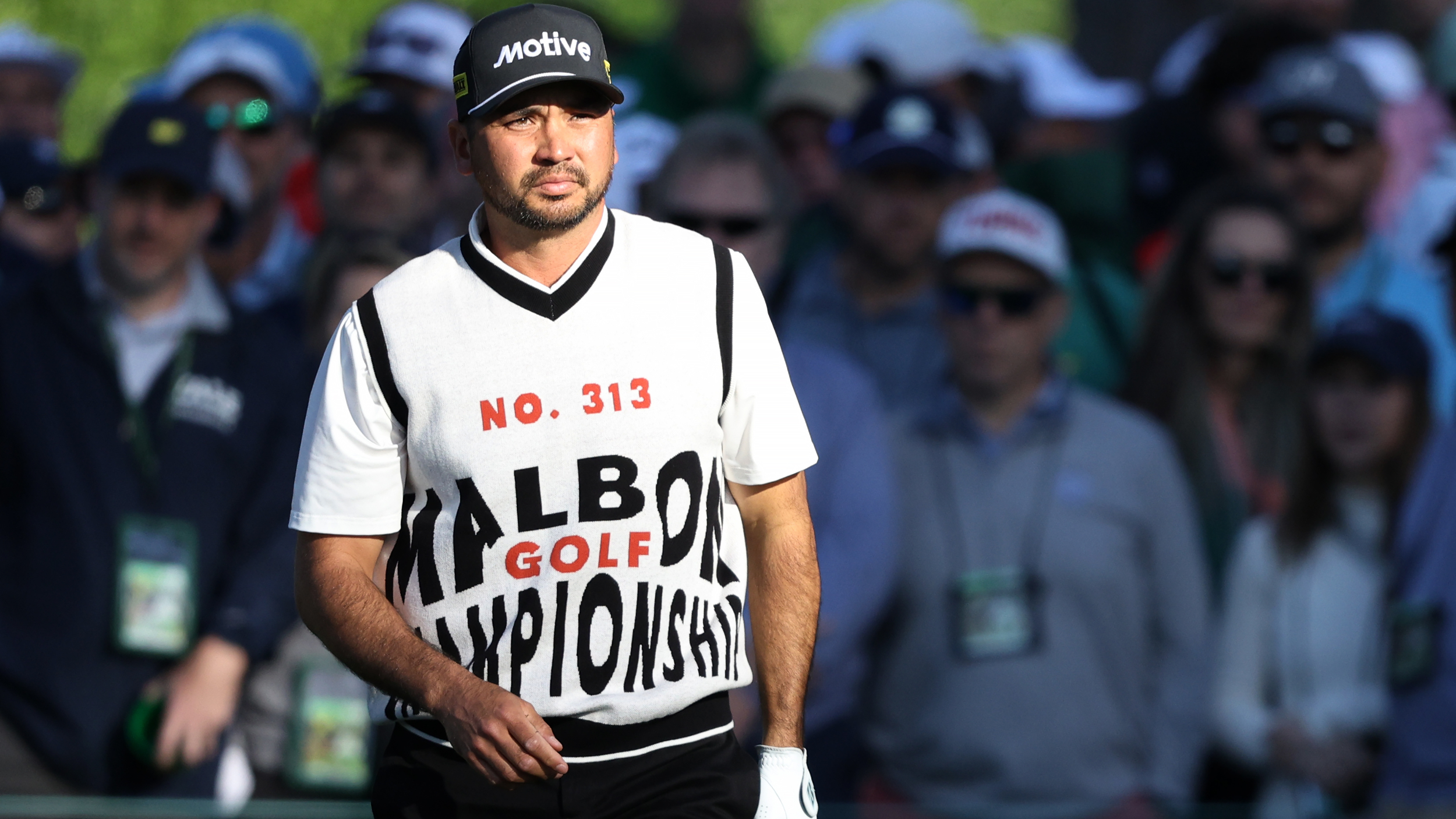 Jason Day wearing a Malbon vest at The Masters