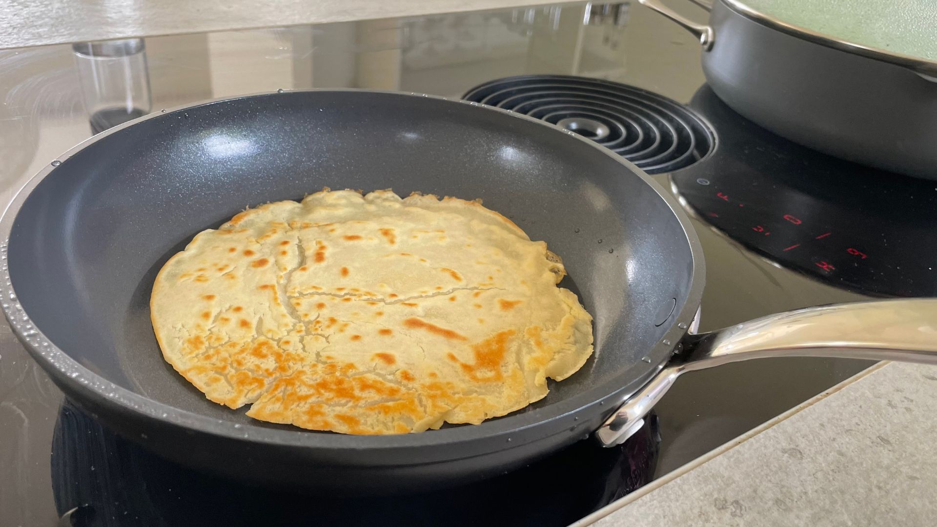 Pancake cooking in the GreenPan Barcelona Pro Frying Pan.jpg