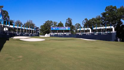 A general view of the 18th green at the BMW Charity Pro-Am