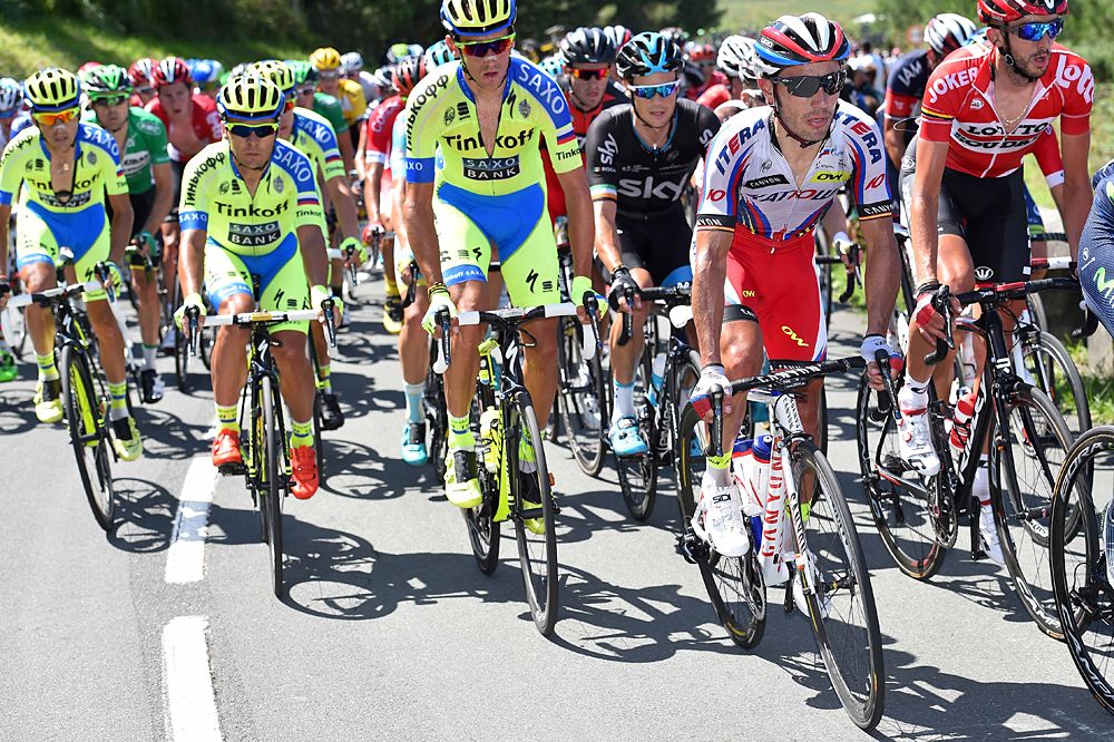 Joaquim Rodriguez (Katusha) sits in the field