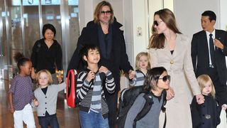 Brad Pitt, Angelina Jolie and children at airport