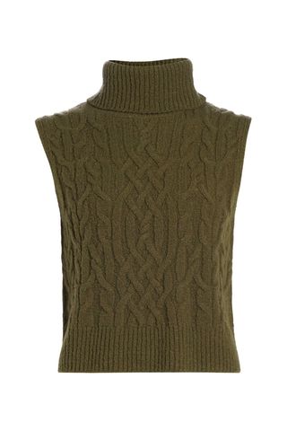 Vince Sleeveless Cable-Knit Turtleneck Sweater