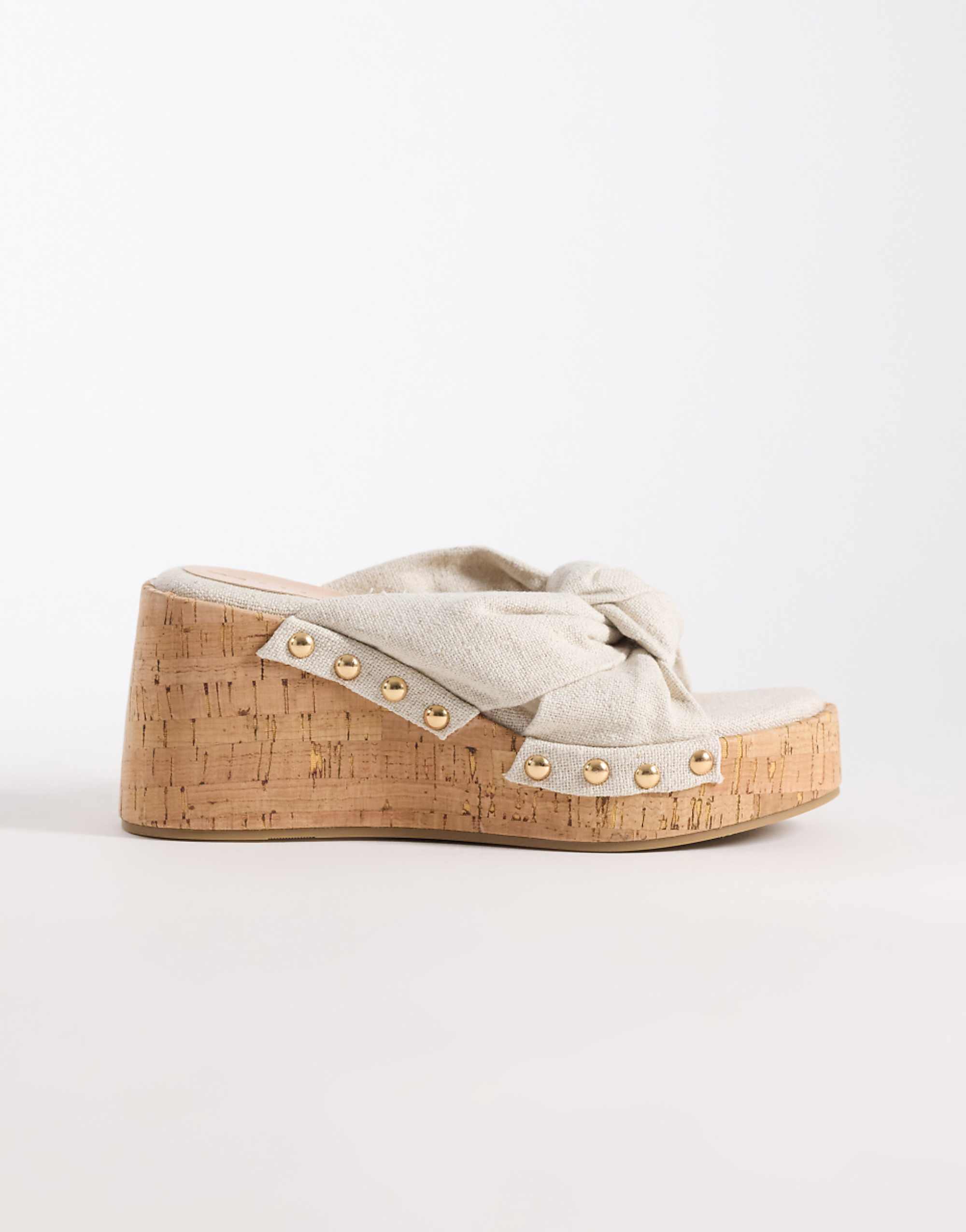 Asos Design Tulip Wedge With Twist Detail in Beige