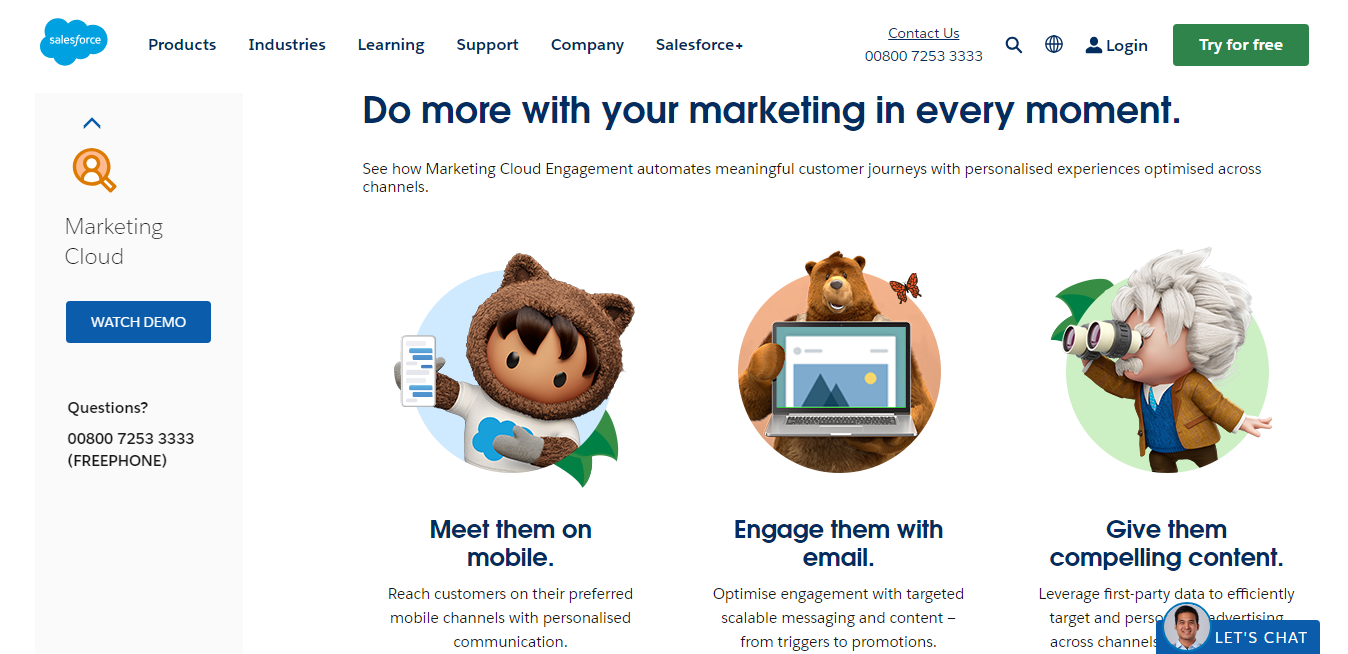 Website screenshot for Salesforce Einstein