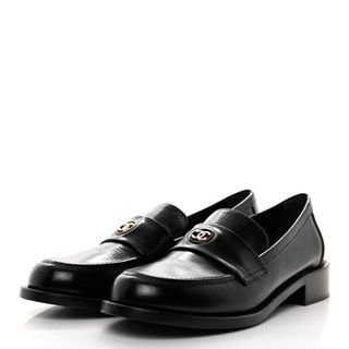 Chanel CC 40 Mokassin-Loafer aus Kalbsleder Schwarz