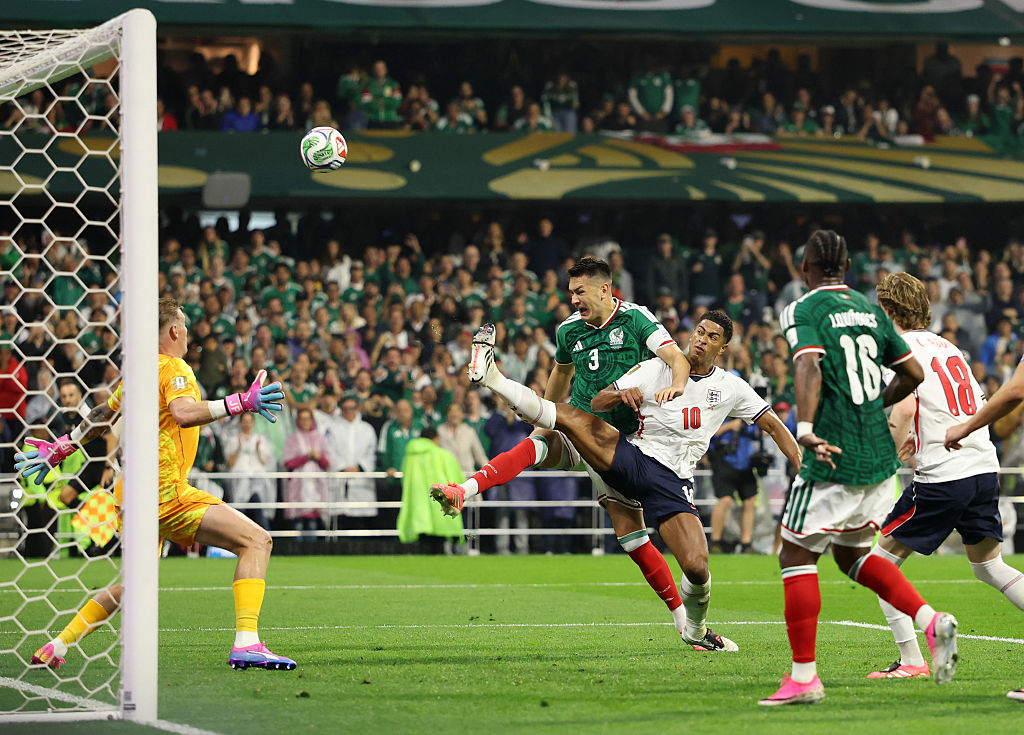Jude Bellingham had to intervene to stop Cesar Montes from scoring off a Mexico corner