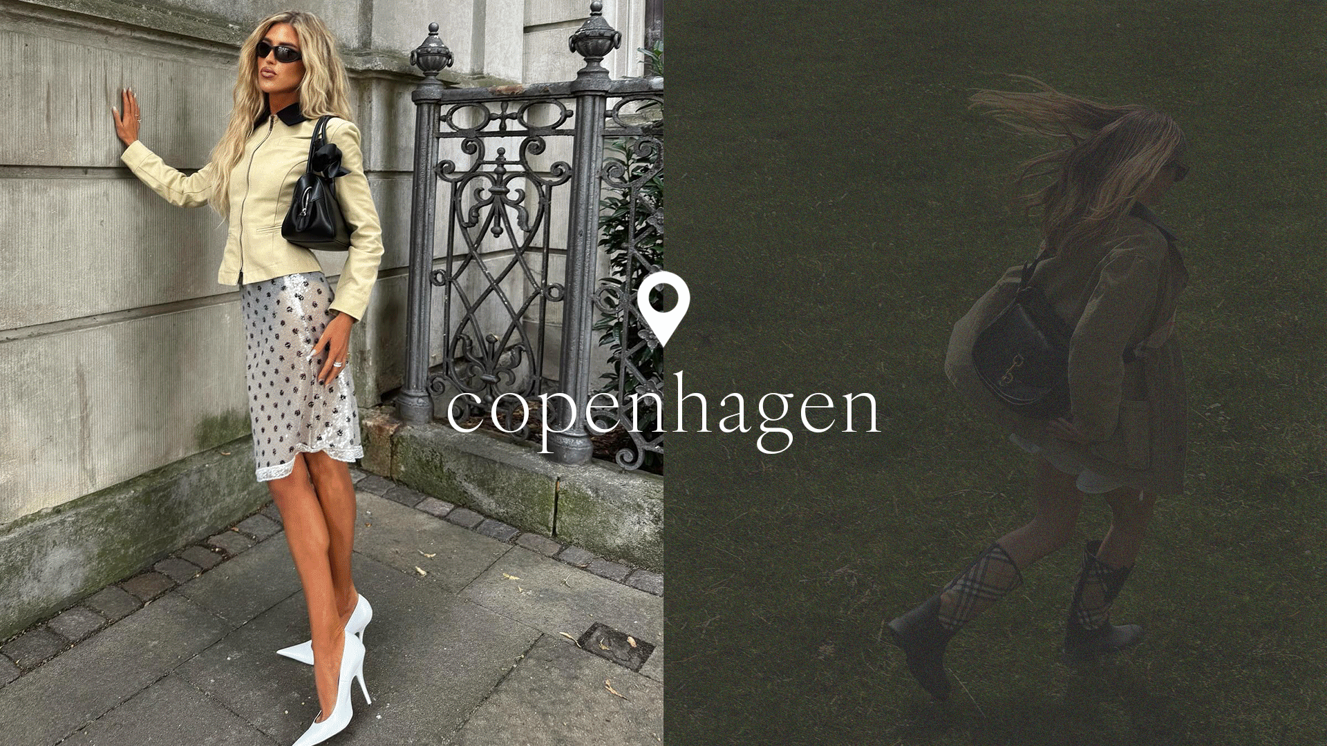Gif of women in different cities wearing barn jackets.