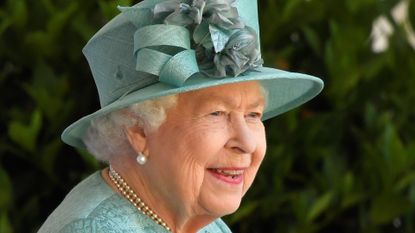  Queen Elizabeth II attends a ceremony to mark her official birthday at Windsor Castle on June 13, 2020 in Windsor, England