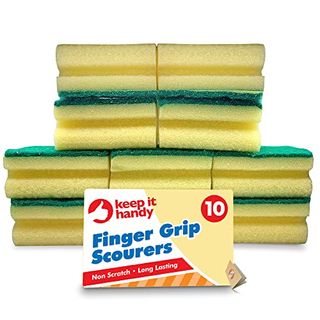 10pk Heavy Duty Sponge Scourer With Finger Grip