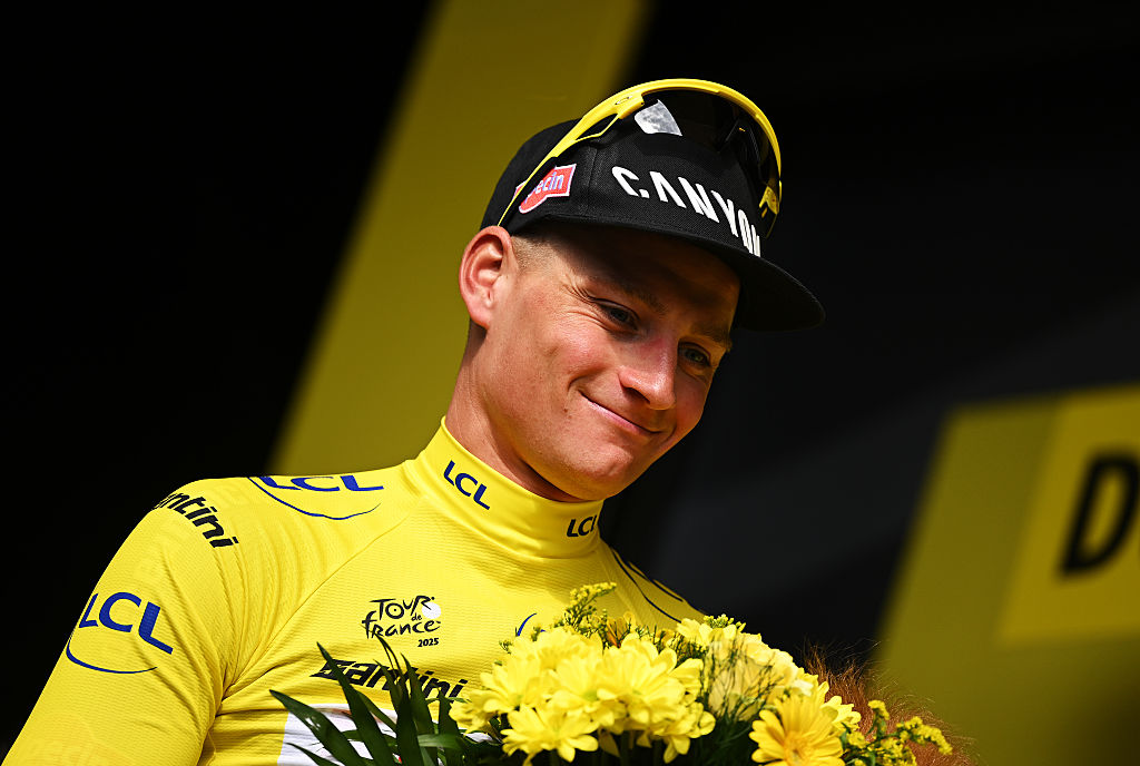 Mathieu van der Poel yellow jersey Tour de France 2025