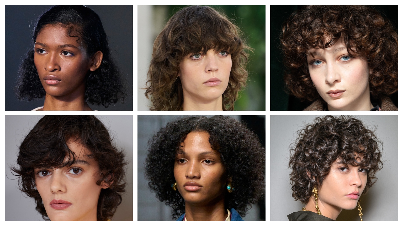 six models with curly bob hairstyles