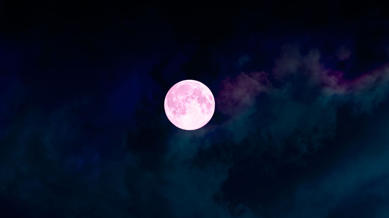 pink supermoon in the sky