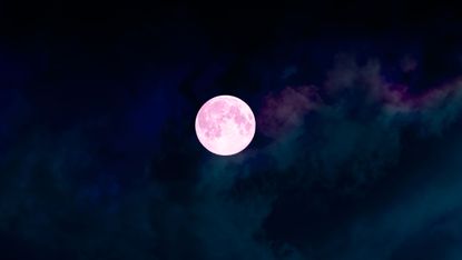 pink supermoon in the sky