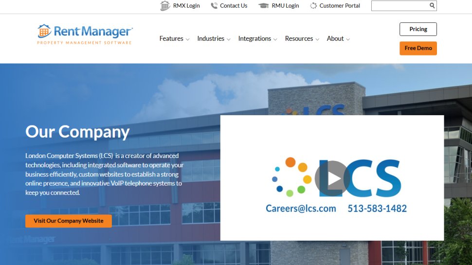 Website screenshot of Rent Manager (February, 2026)