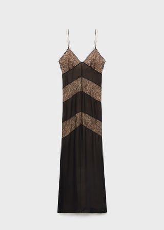 Lace Panel Slip Dress - Women | Mango Usa