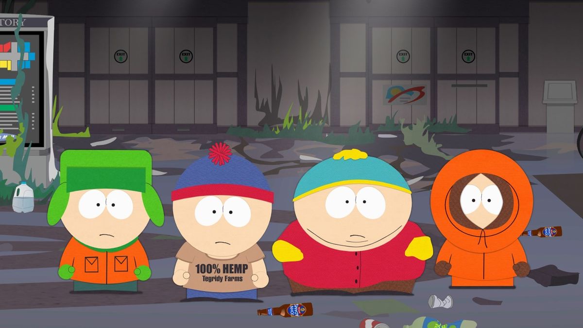 kyle, stan, cartman and kenny on South Park season 21