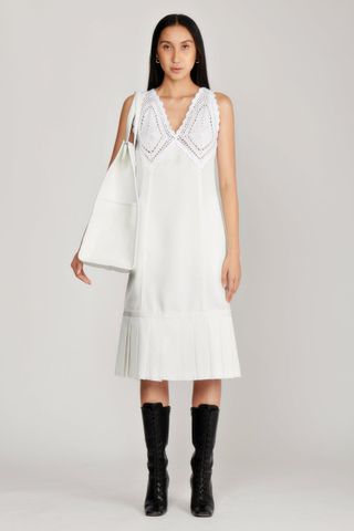 white crocheted dress
